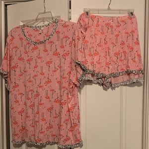 Pink flamingo design top and bottom matching set. 3X (22W-24W)